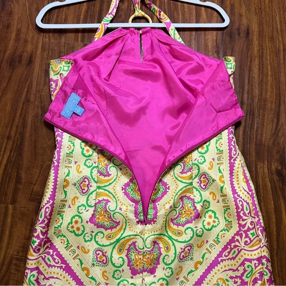 J McLaughlin Silk Halter Bright Paisley Medallion Print Dress size 2 - Picture 9 of 15